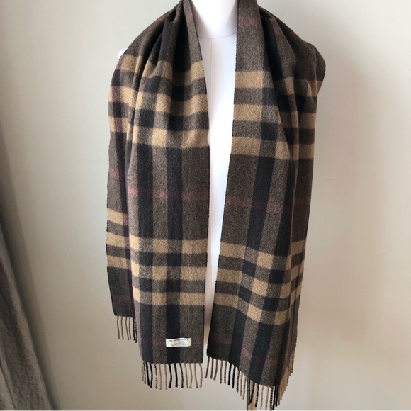 Burberry Brown Giant Check Pattern 100% Cashmere Luxury Scarf - Picture 1 of 8